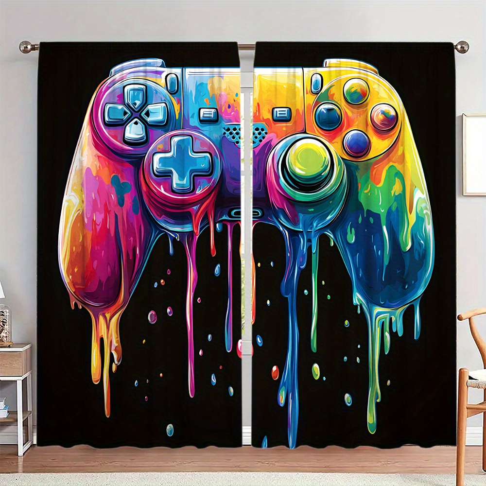 Background Retro Gaming - Retro Gaming Controller Curtain Pop Art