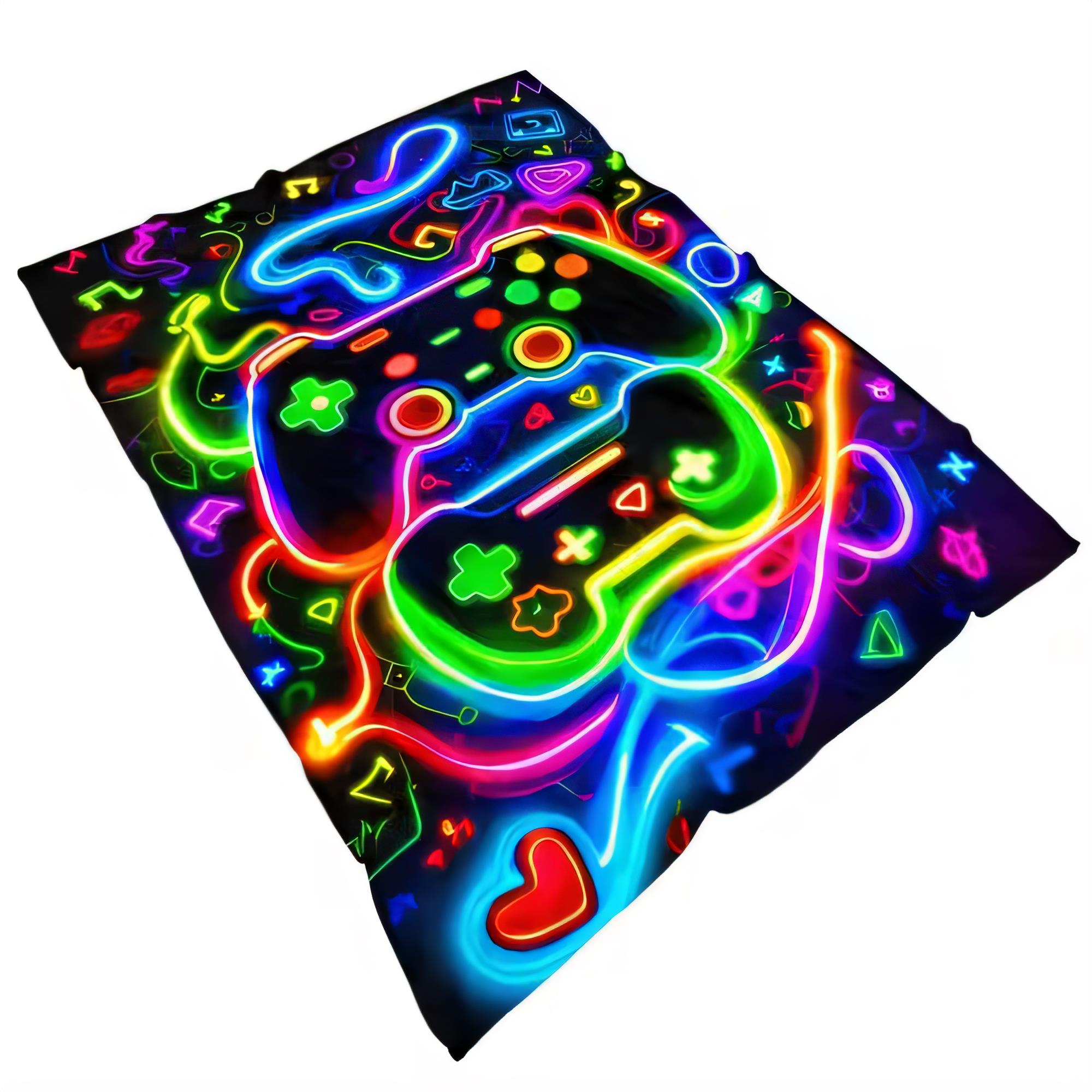 Background Retro Gaming - Vibrant Neon Gaming Blanket Soft Plush