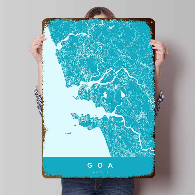 Retro Gaming India - Goa India Map Print Poster Customized