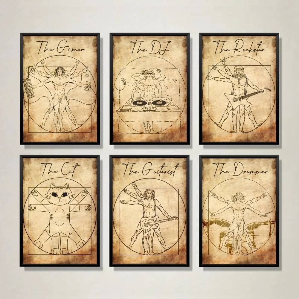 Vintage Vitruvian Style Music  - Retro Gaming Wallpaper 评论和价格