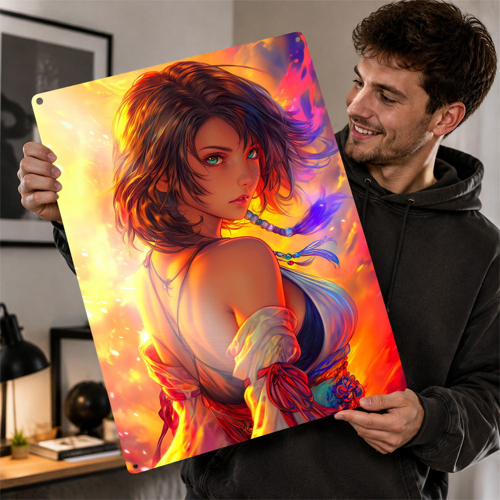 Anime Girl With Fiery Backgrou - Background Retro Gaming 评论和价格