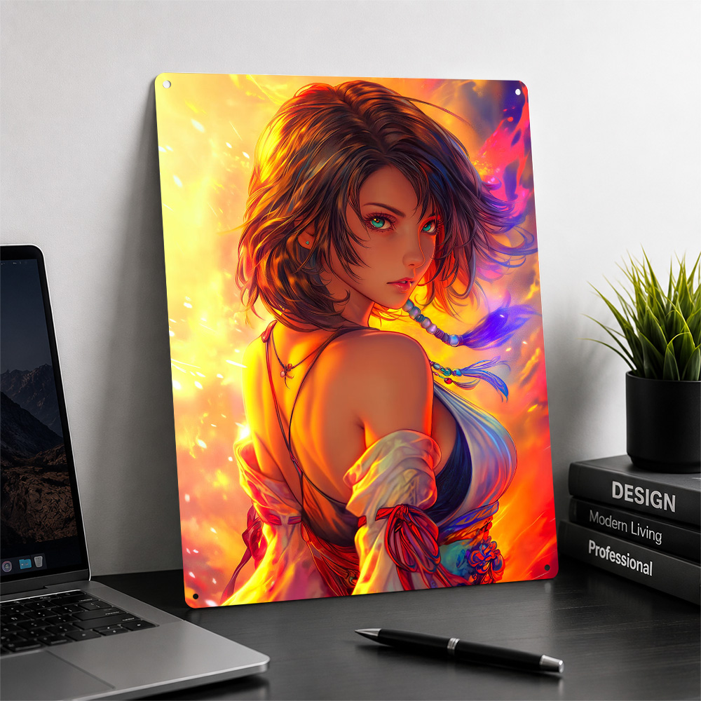 Anime Girl With Fiery Backgrou - Background Retro Gaming 评论和价格