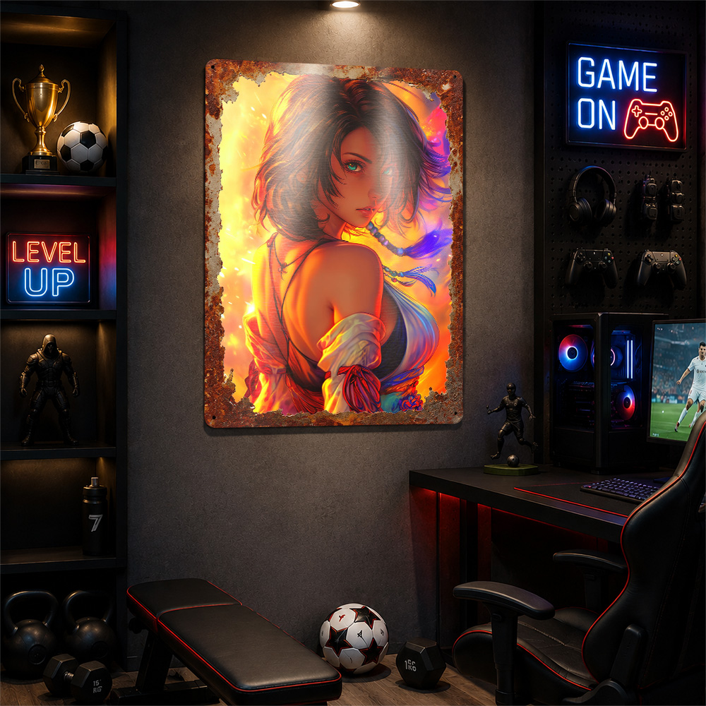 Anime Girl With Fiery Backgrou - Background Retro Gaming 评论和价格