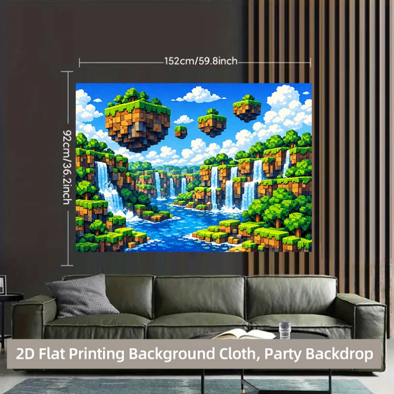 2D Flat, 1pc Pixel Waterfall & - Retro Gaming Banner 评论和价格