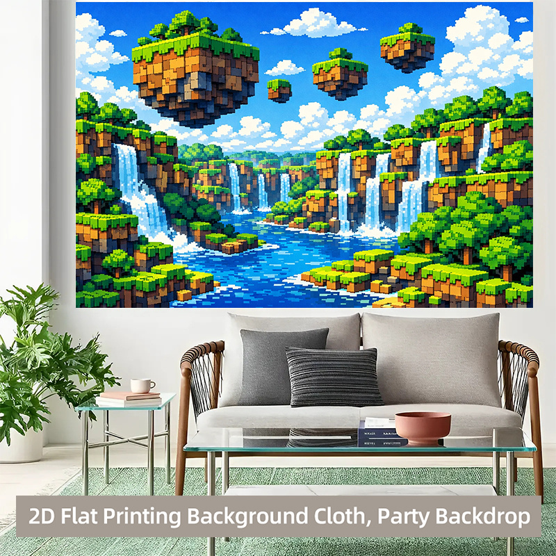 2D Flat, 1pc Pixel Waterfall & - Retro Gaming Banner 评论和价格