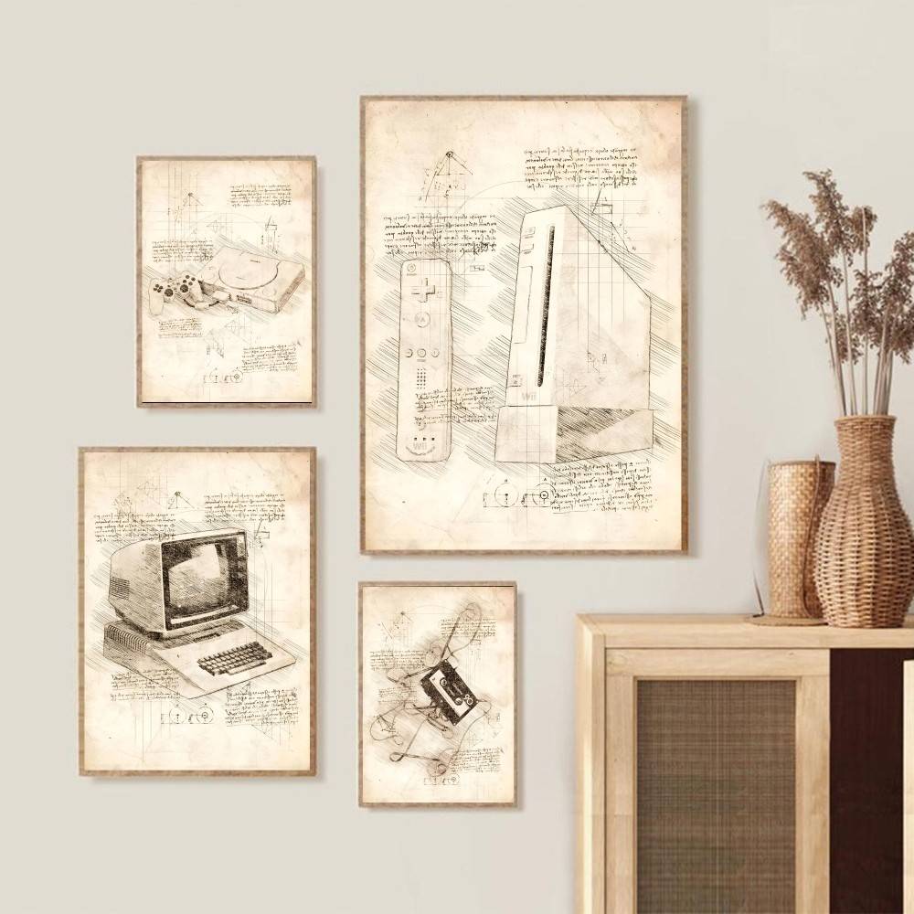 Vintage Gaming Console Sketch  - Retro Gaming Wallpaper 评论和价格