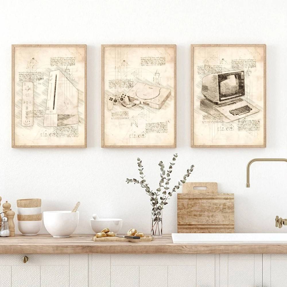 Vintage Gaming Console Sketch  - Retro Gaming Wallpaper 评论和价格