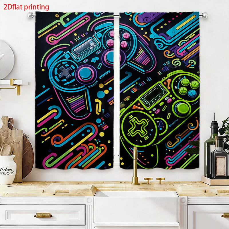 2pcs Gaming Curtains Neon Retr - Background Retro Gaming 评论和价格