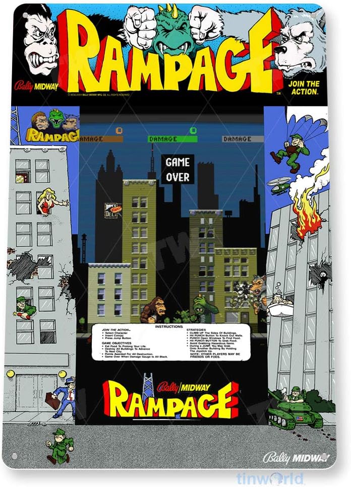 TIN SIGN Rampage Arcade Sign G - Retro Gaming Shops 评论和价格