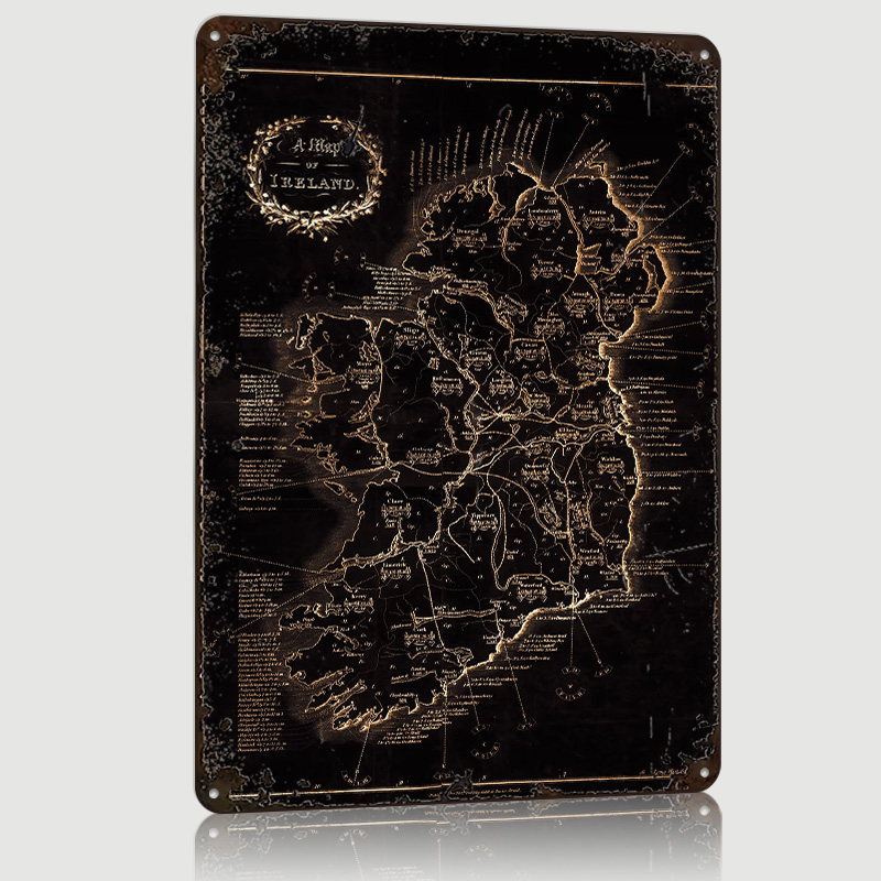 Ireland Dark Vintage Map Print - Retro Gaming Ireland 评论和价格