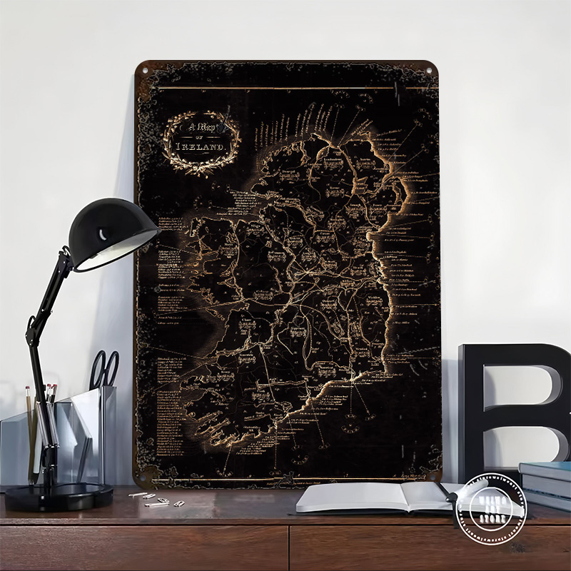 Ireland Dark Vintage Map Print - Retro Gaming Ireland 评论和价格