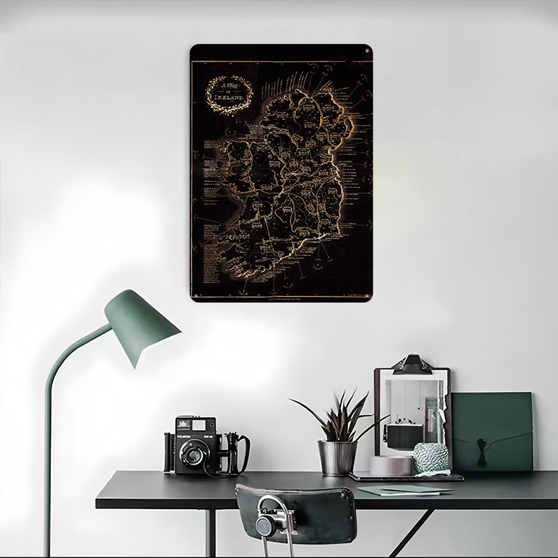 Ireland Dark Vintage Map Print - Retro Gaming Ireland 评论和价格